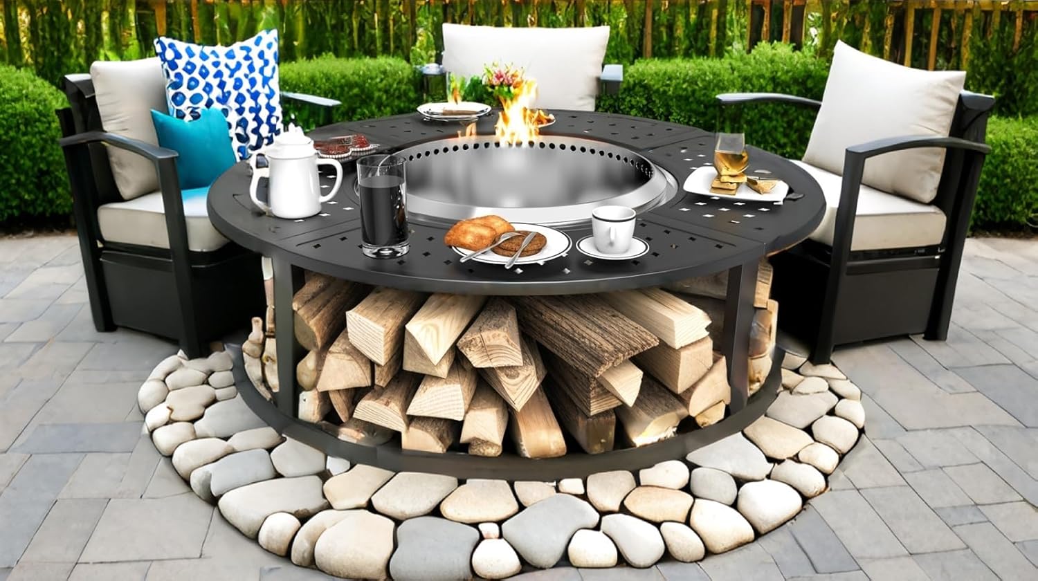 Solo Stove Firewood Rack With Tabletop Mesa Inch Round Stainless
