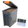 Stay Dry Pellet Storage Bin with Locking Lid, 22lb Capacity Wood Pellet Container with Flavor Stickers, Stackable, Airtight Storage for Grill Pellets