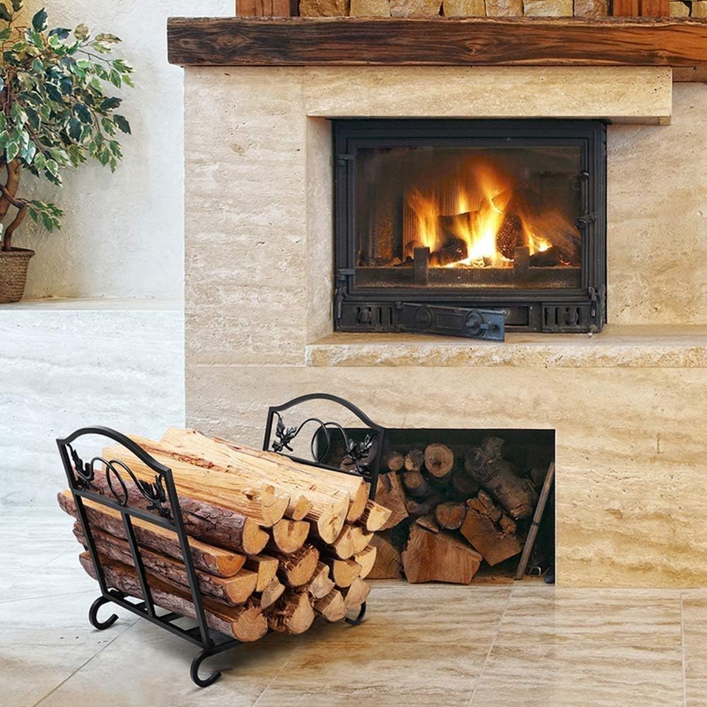 Fireplace Log Holders Firewood Rack Indoor Outdoor Heavy Duty Foldable ...