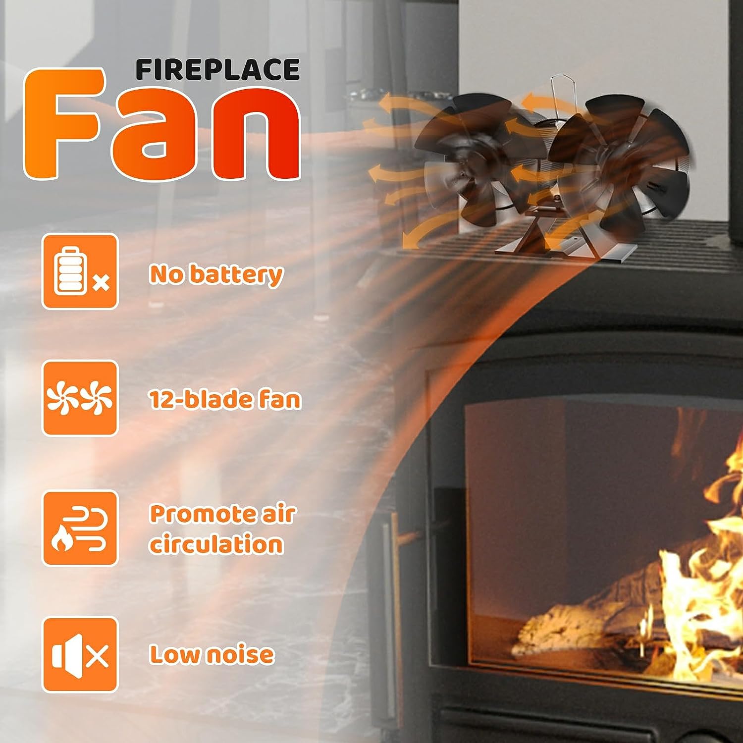Log Burner Heat Powered Fan Wood Burning Stove Wood Stove Fan