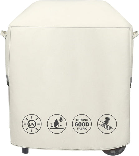 Grill Cover 7113 for Weber Q100, Q120, Q1000, Q1200, Q200, Q220, Q2000, Q2200, Q2400, Q2800N+ Series Gas Grills, 600D BBQ Gas Grill Cover, Beige