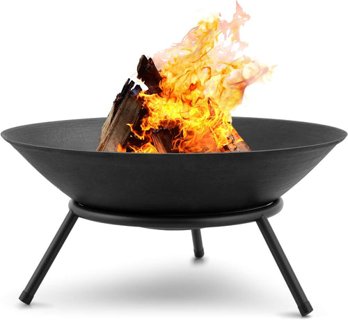 22.6 Inch Fire Pit Outdoor Wood Burning Fire Bowl with A Drain Hole Fireplace Extra Deep Large Round Outside Backyard Deck Camping