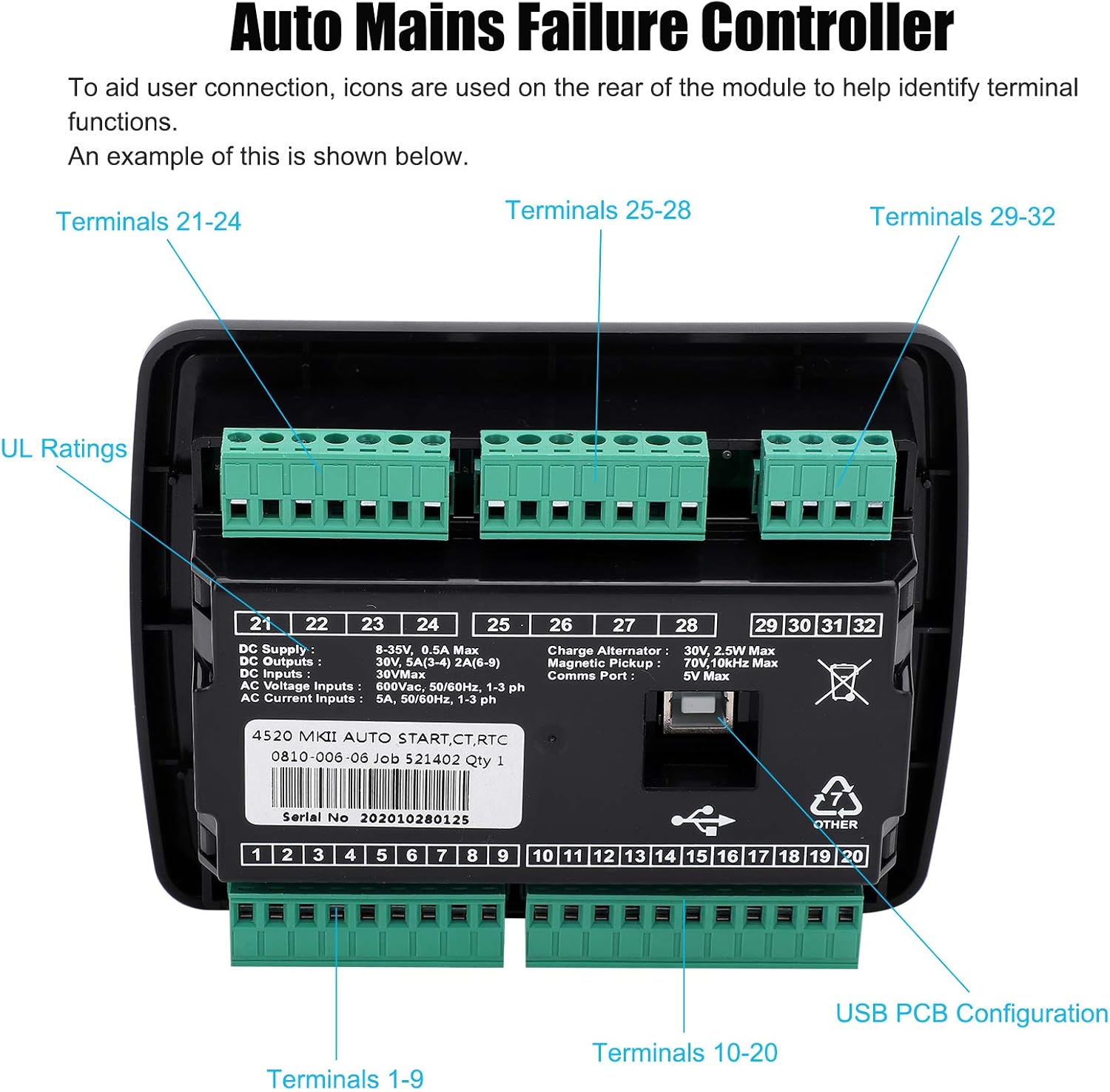 Amf Module DSE4520 AMF Control Module Automatic Transfer Switch with LCD Display ...