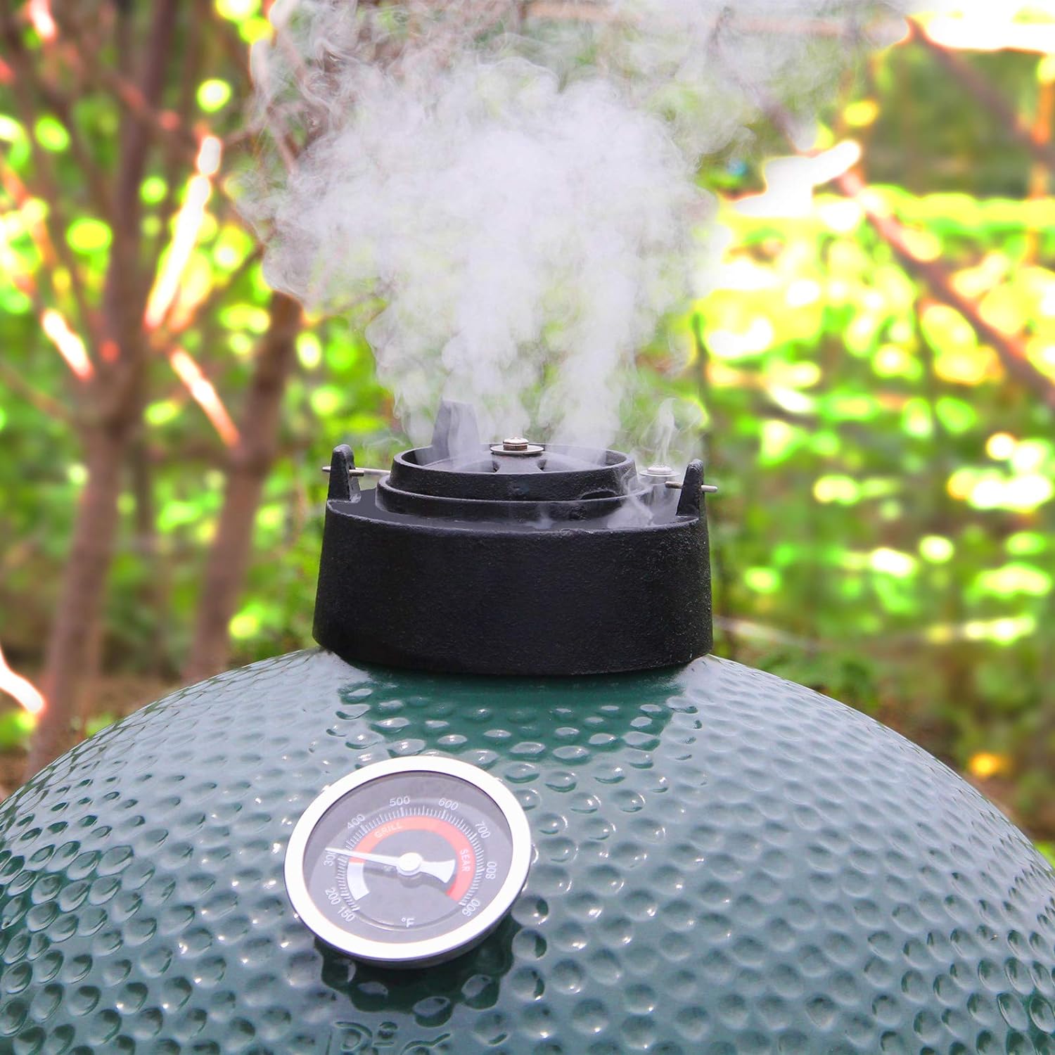 Cast Iron Chimney Vented Cap Daisy Wheel for Big Green Egg Medium