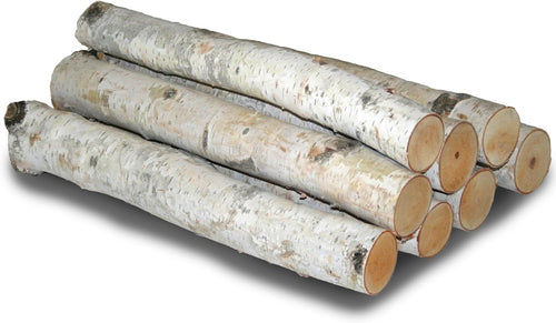 8Pcs White Birch Ceramic Wood FireLogs for Indoor Gas Inserts, Ventless & Vented, Propane, Gel, Ethanol, Electric or Outdoor Fireplaces & Fire Pits