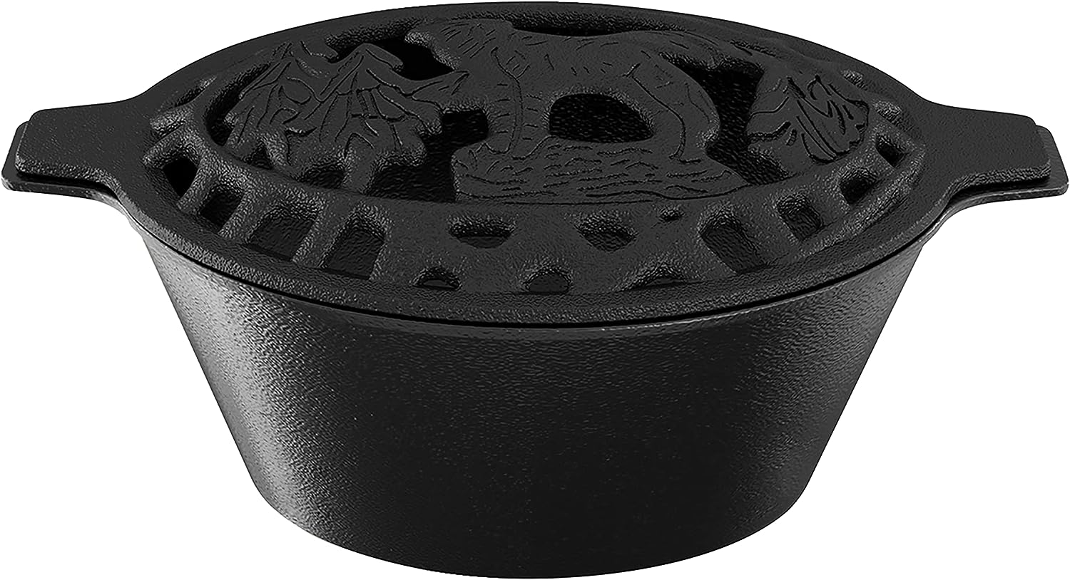 FireBeauty Woodstove Steamer Stove Humidifier Cast Iron Lattice Top Rust Resistant 2.3 Quart Capacity (Wolf)