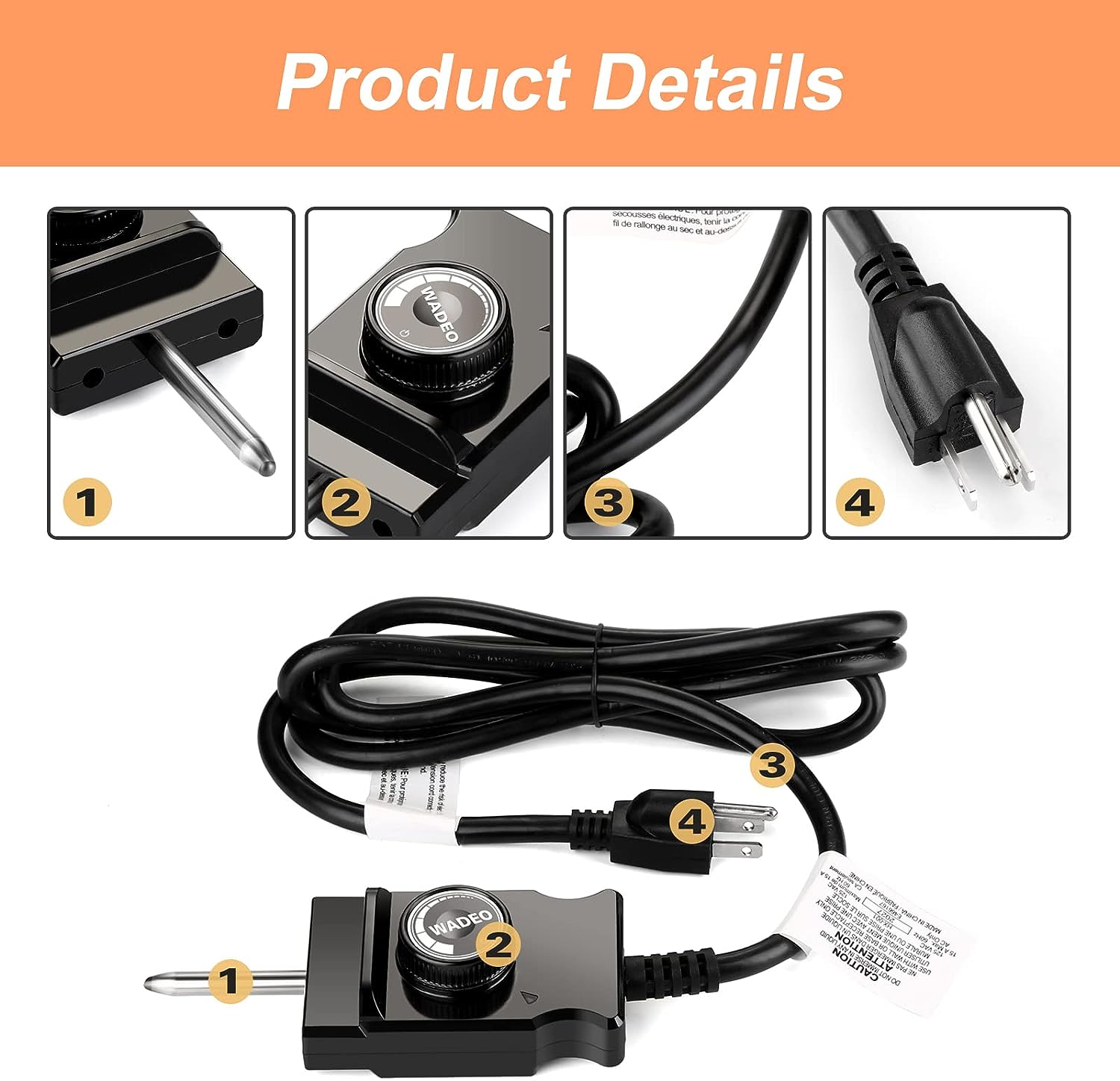 Adjustable Thermostat Probe Power Cord for Masterbuilt Smoker Grill -  AliExpress