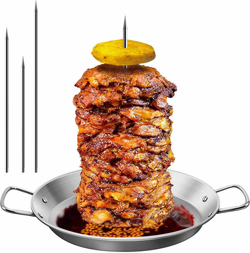 3 Removable Size Grill Vertical Skewers for Al Pastor, Shawarma, Chicken, Perfect for Tortilla Makers and Cowboy Grills, BBQ Grill Accessories