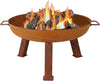 24-Inch Rustic Cast Iron Fire Pit Bowl with Handles Lightweight Design for Outside Wood Burning BBQ Camping Travel or Picnic
