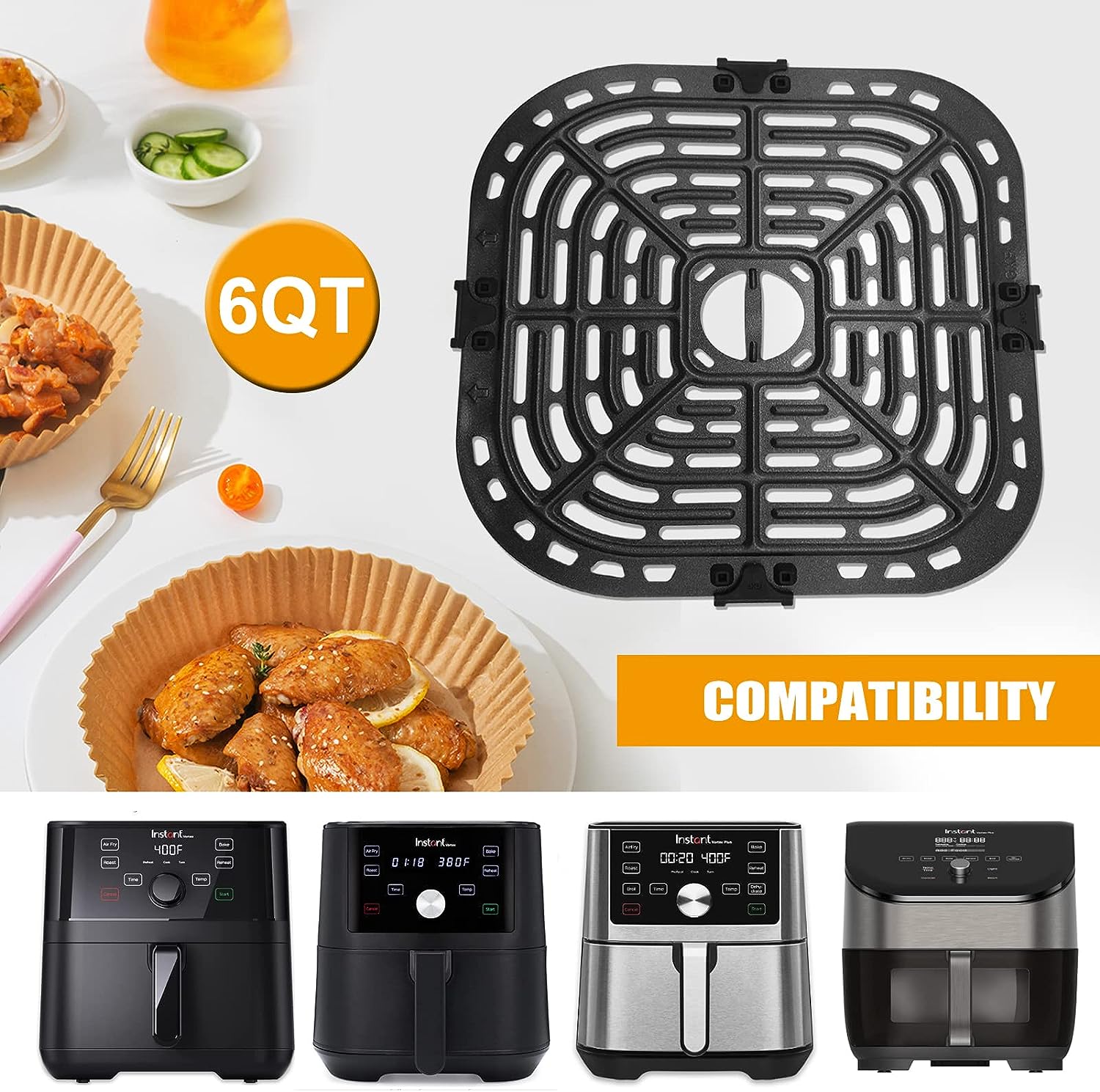 Non-Stick Upgraded Grill Pan for Air Fryer Crisper Plate Tray Replacement  Parts