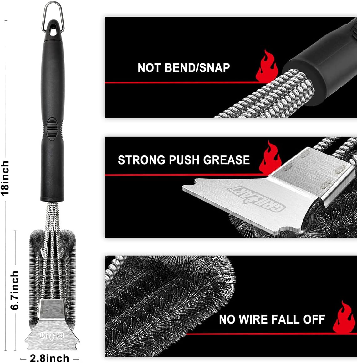 Barbecue Cleaning Brush Grill Brush Stainless-Steel Grates Scraper