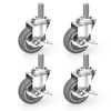 Caster Wheels 3 inch Locking Stem Casters Kit fits all 1/2" Dia Stem Grills, Stem Diameter 1/2", Stem Length 1 1/2"