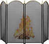 4 Panel 51.5x32 Inch Folding Fireplace Screen Ornate Wrought Iron Black Metal Fire Place Free Standing Gate Large Mesh Solid Steel Spark Guard