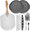 7PCS Foldable Pizza Peel Pizza Pan Set, Pizza Paddle, Rocker Cutter, Server Set, Baking Oven Mitts, Oil Brushes, Pizza Oven Accessories