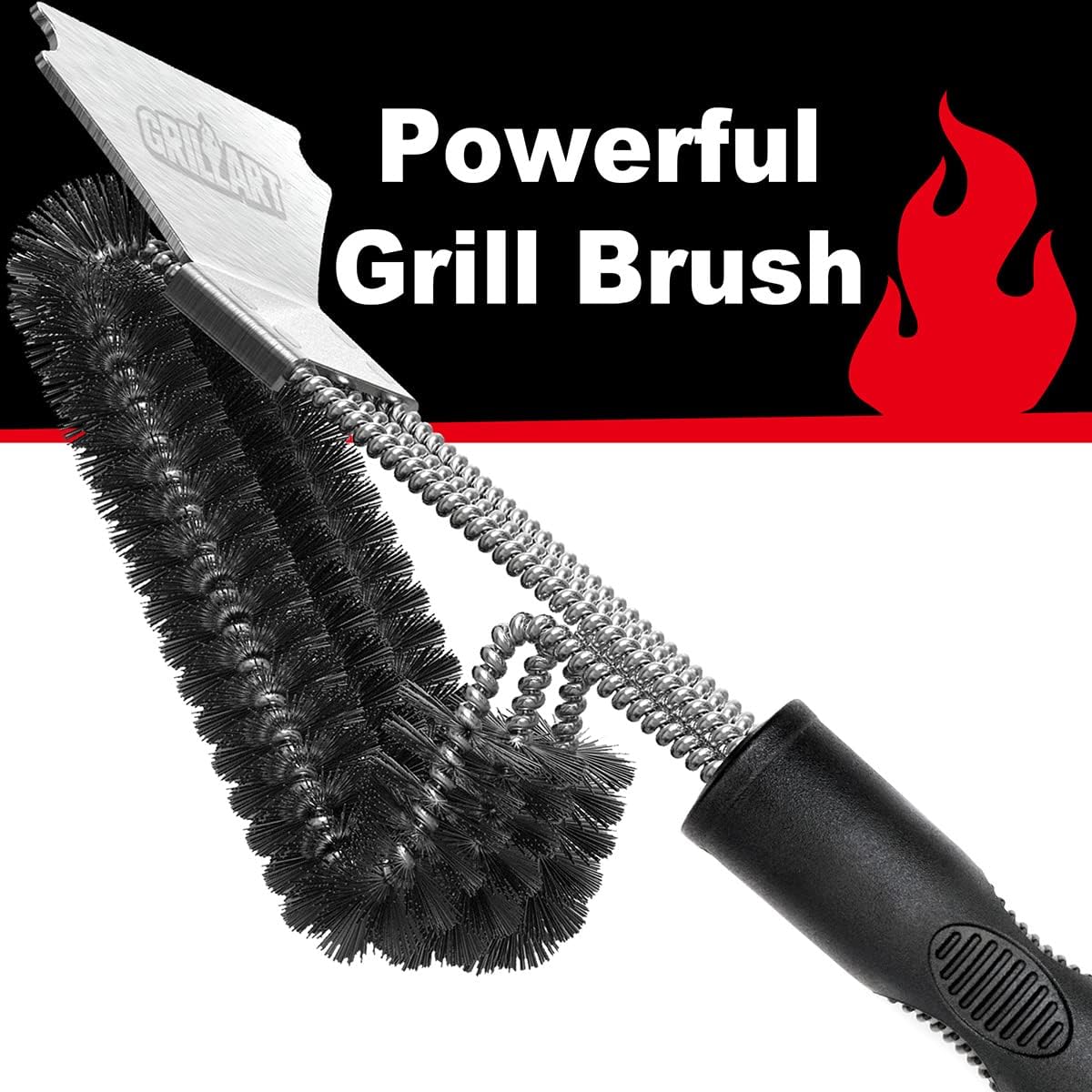 Grill Brush and Scraper - Extra Strong BBQ Cleaner Accessories - Safe Wire Bristles 18Stainless Steel Barbecue Triple Scrubber Cleaning Brush for