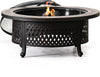 40 Inch Round Wood Burning Fire Pit Table for Backyard Patio and Outdoor with Mesh Spark Screen and Fire Poker