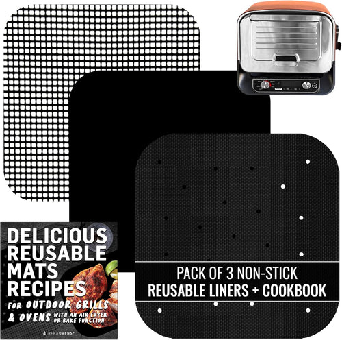 Reusable Liners for Ninja Woodfire Pizza Oven 8-in-1 Outdoor Smoker BBQ, Non-Stick Grill Mats for Ninja Wood Fire OO100, OO101, OO101B