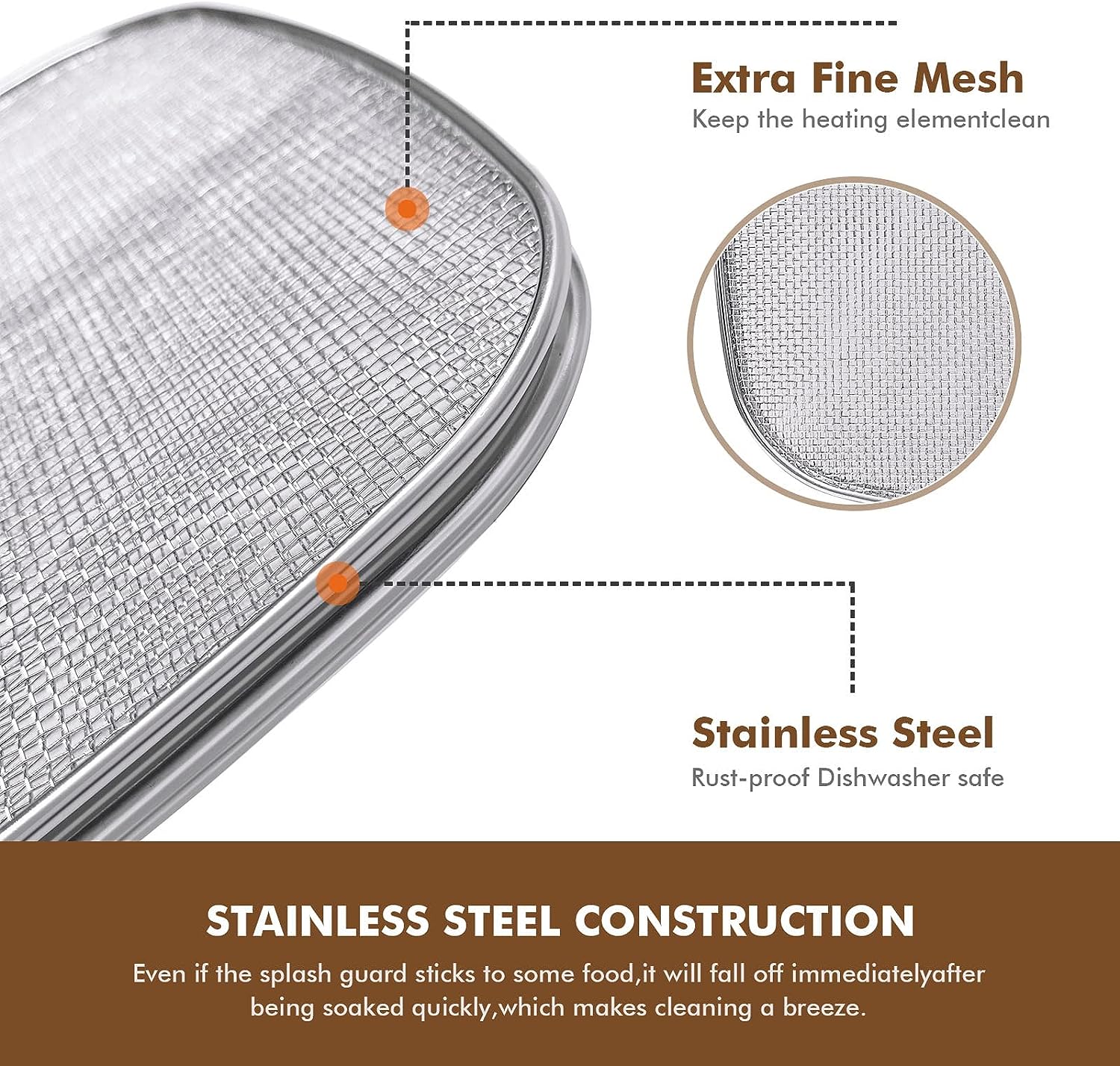 Stainless Steel Splatter Shield 2-Pack For Ninja Foodi – 304 Food-Grade Mesh Screen For AG301, AG300, AG302 Indoor Grill, Dishwasher Safe