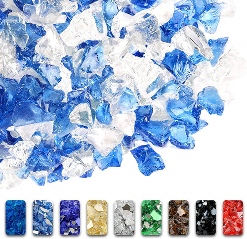 10 Pounds 1/2'' Bahama Blend Tempered Fire Glass Rocks for Fire Pit for Gas Fireplace, Safe for Outdoors and Indoors Decoration