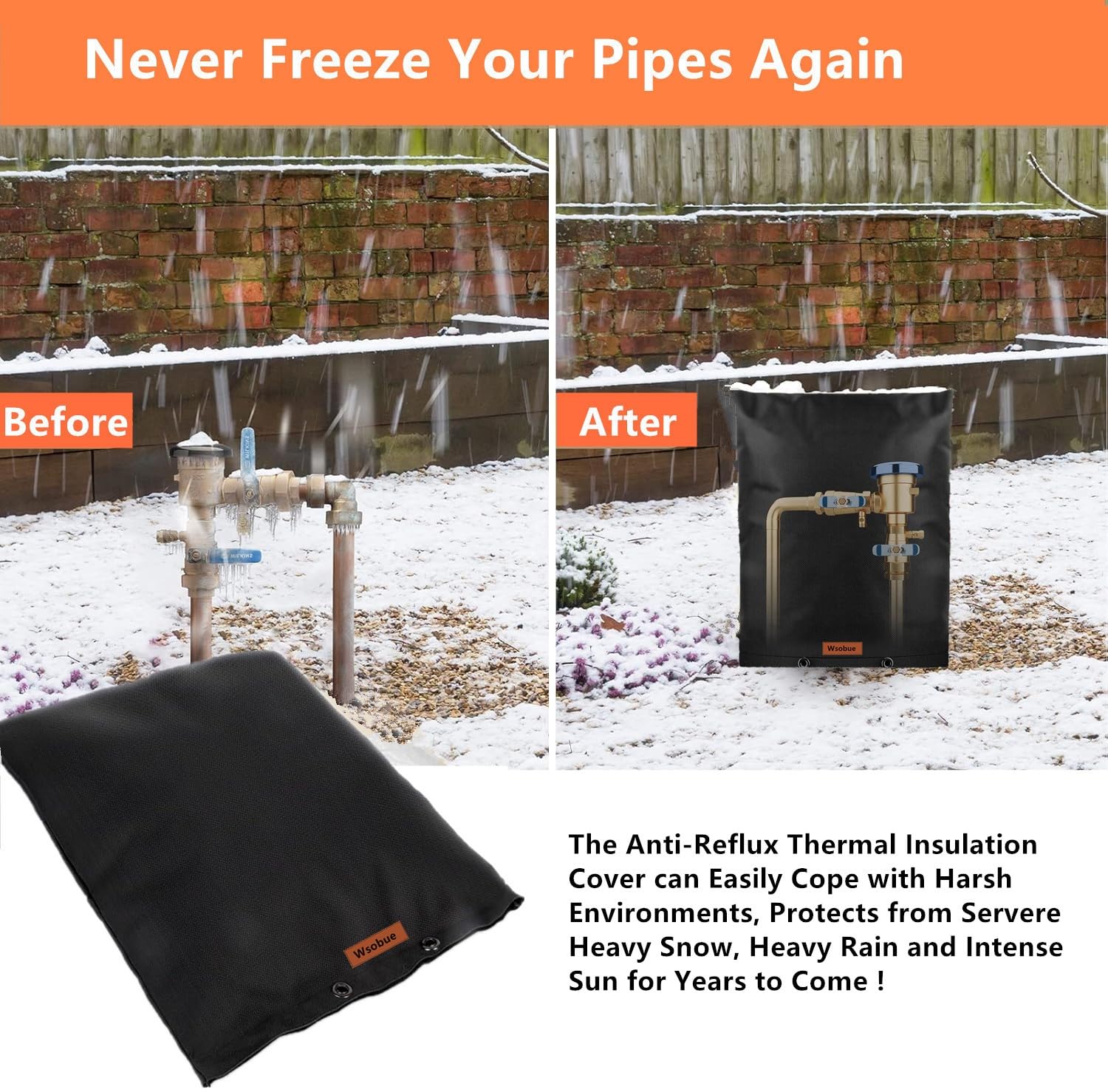 Pipe Insulation Cover by Pipe Warmers – The Original Backflow Preventer, Sprinkler Freeze Protection – Highly Insulated Pouch – Outdoor Winter Irrigation, Sprinkler, Spigot, Cover. (24x18, Sand Pipe Insulation Cover by Pipe Warmers – The Original Backflow Preventer, Sprinkler Freeze Protection – Highly Insulated Pouch – Outdoor Winter Irrigation, Sprinkler, Spigot, Cover. (24x18, Sand