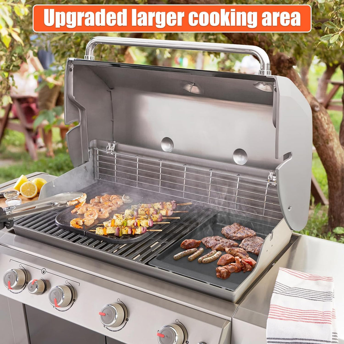 Kit Girarrosto Onlyfire Per Weber Genesis II - Acciaio Inox, Motore Elettrico, Forcine Per Carne, Adatto A Serie 400 E 600 - Foto 2