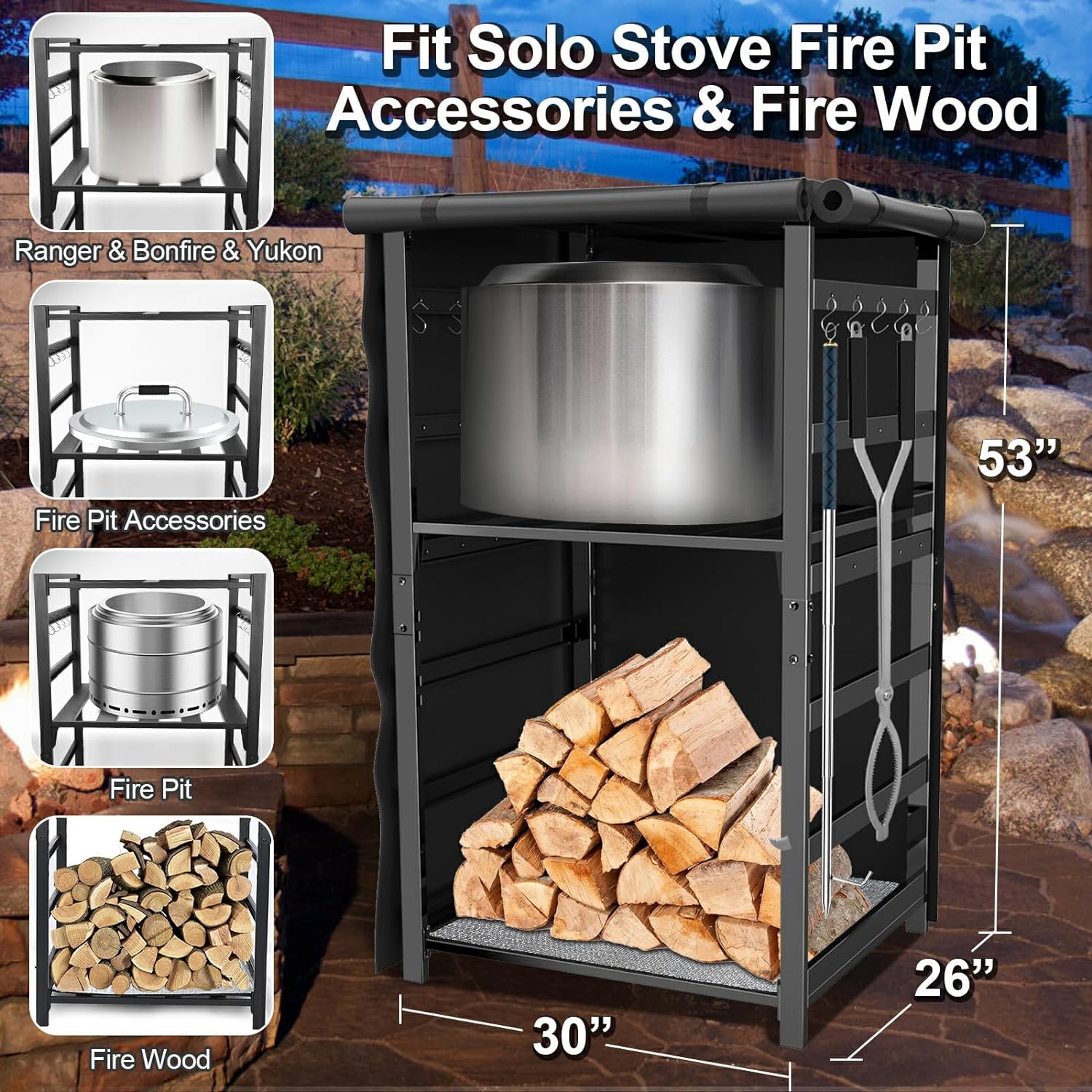 Bonefire Rack 53-Inch Storage Cabinet Station for Solo Stove Yukon/Bonfire/Ranger an ...