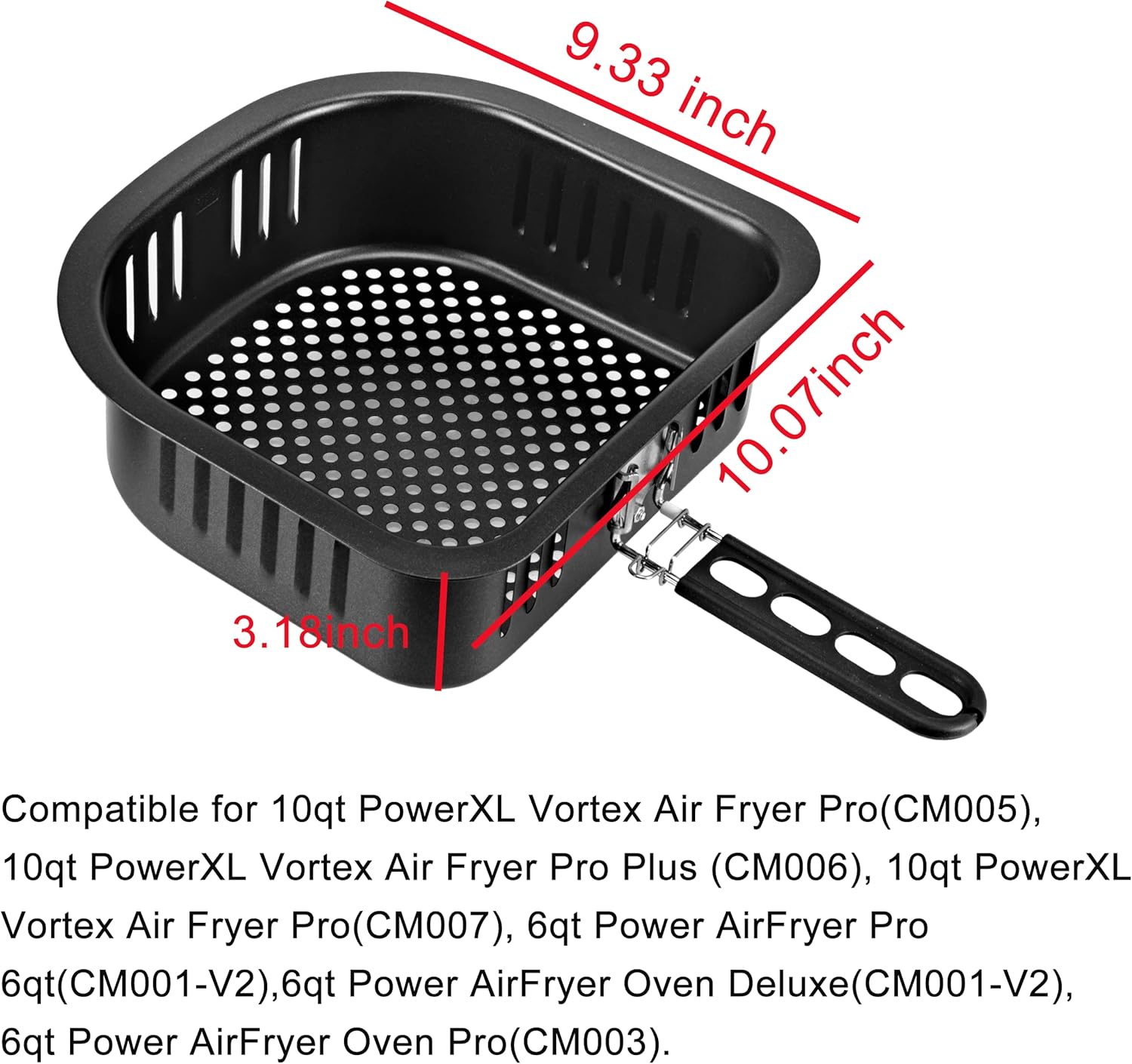 Vortex Basket Air Fryer Basket for 10 Qt Power XL Vortex Air Fryer Pro, Pro Plus, 6Q ...