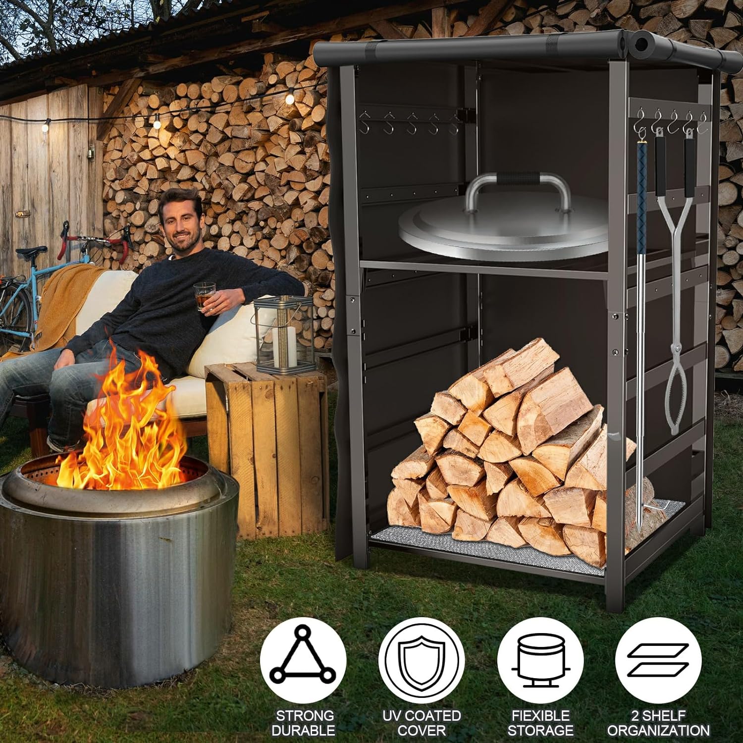 Bonefire Rack 53-Inch Storage Cabinet Station for Solo Stove Yukon/Bonfire/Ranger an ...