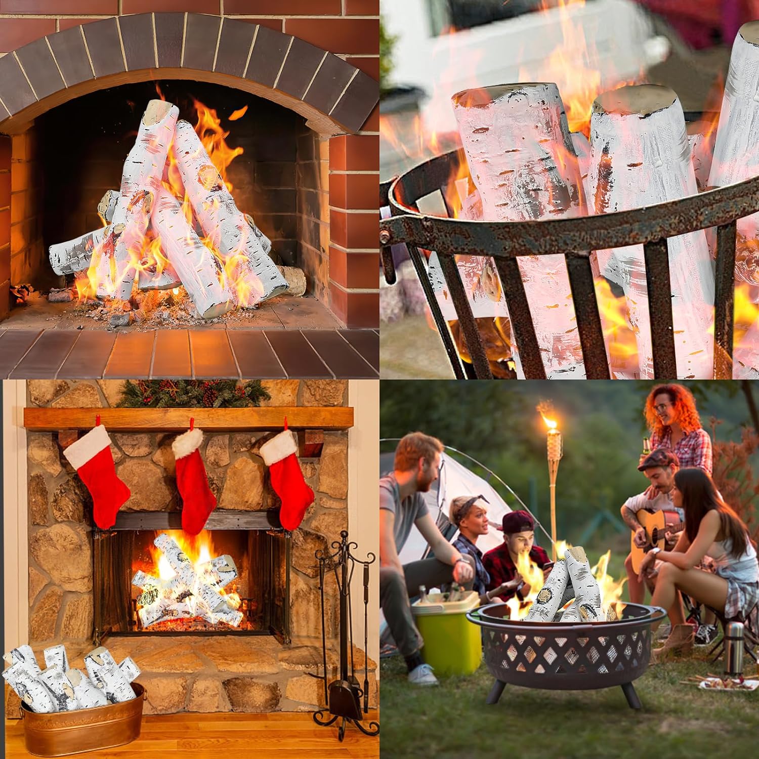 10 Pcs Ceramic Fiber Logs For Gas Fireplace – Wood-Like Decorative Set Brown