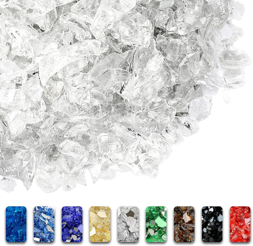 10 Pounds 1/2'' Clear Tempered Fire Glass Rocks for Fire Pit for Gas Fireplace, Safe for Outdoors and Indoors Decoration