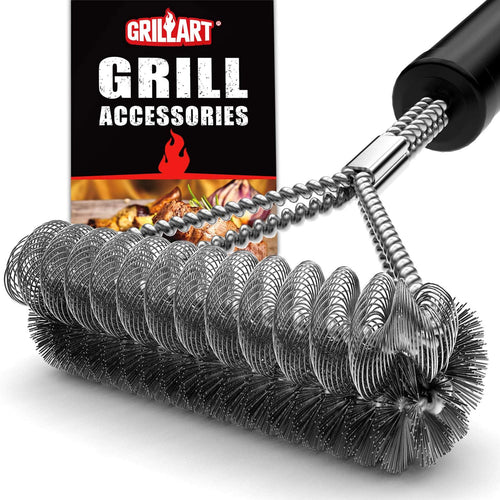 Grill Brush Bristle Free & Wire Combined BBQ Brush, Safe & Efficient Grill Cleaning Brush, 17" Grill Cleaner Brush for Grill Grates, BBQ Accessories
