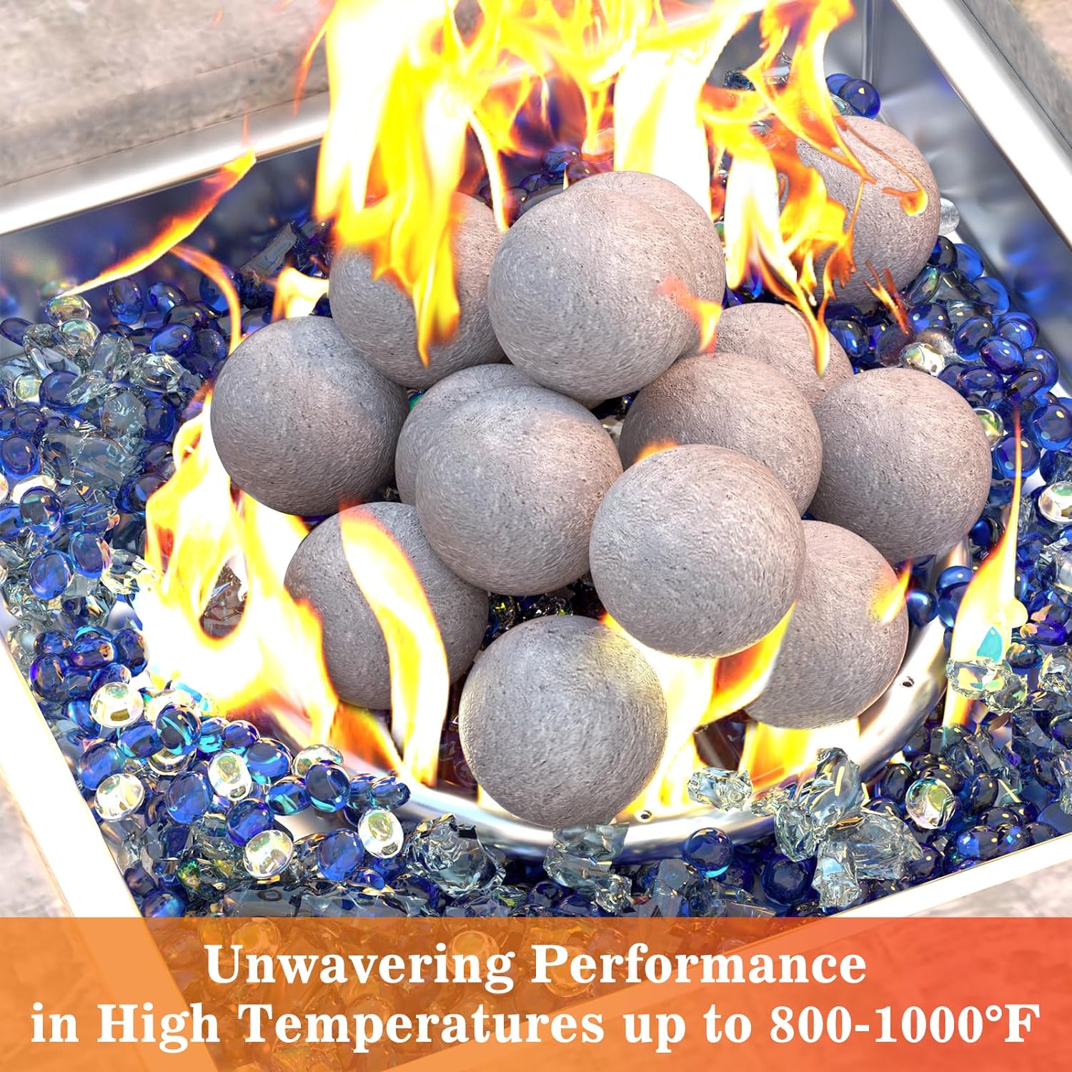 Fire Balls Rodes 3 Inch Gray Round Ceramic Fire Balls for Fire Pit, Tempered Fire Stone ...