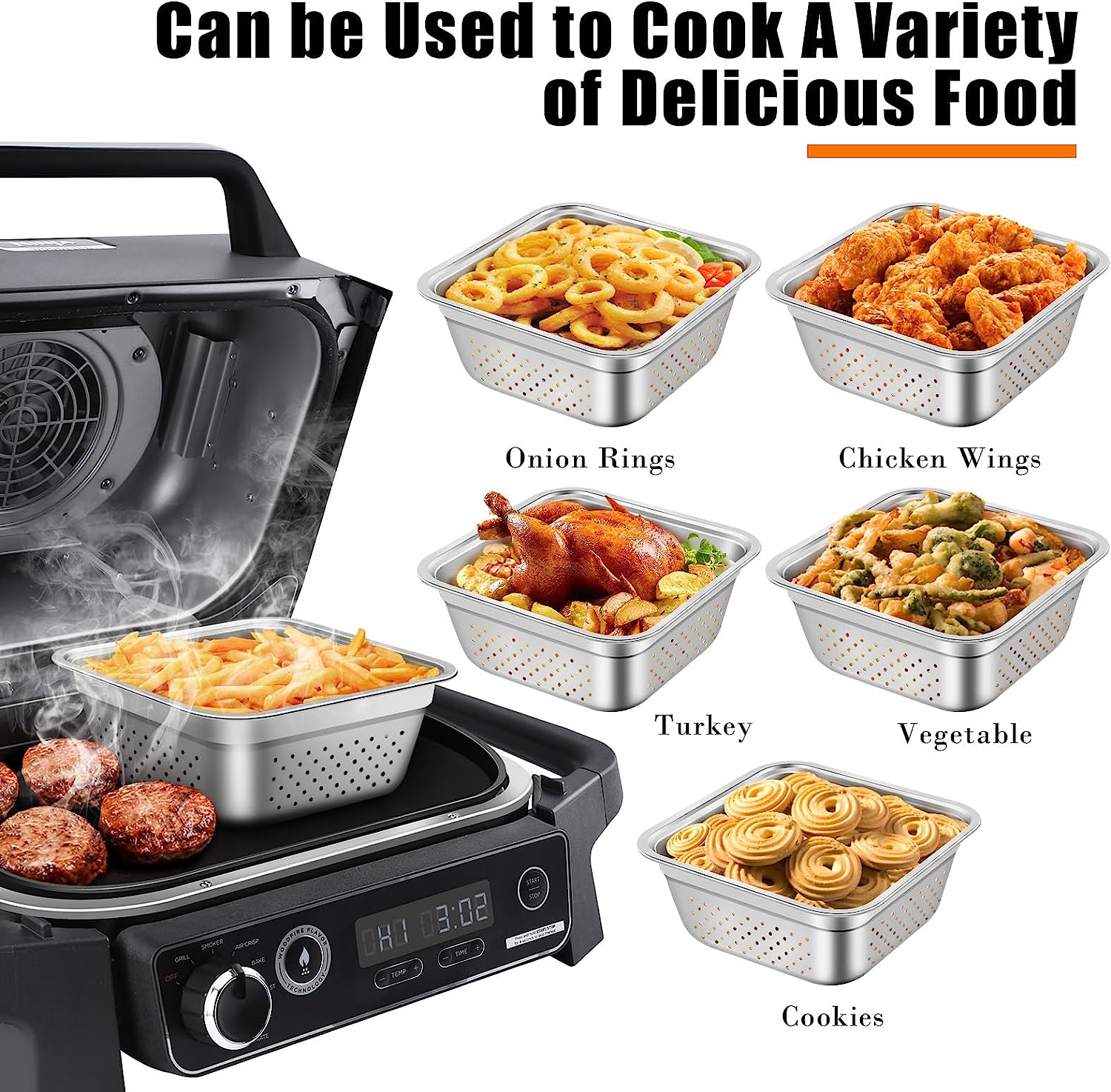Crisper Tray Crisping Grill Basket Air Fryer Basket and Tray 304 Stainless Steel Crisper Pan