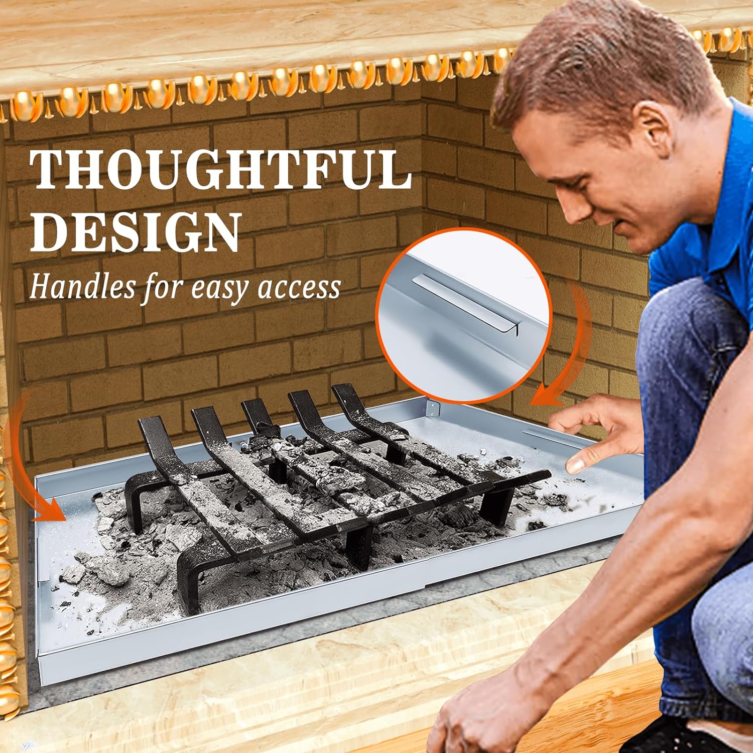12+ Fireplace Insert Replacement Adjustable Fireplace Inserts Tray Expandable Ash Pan with Handles for