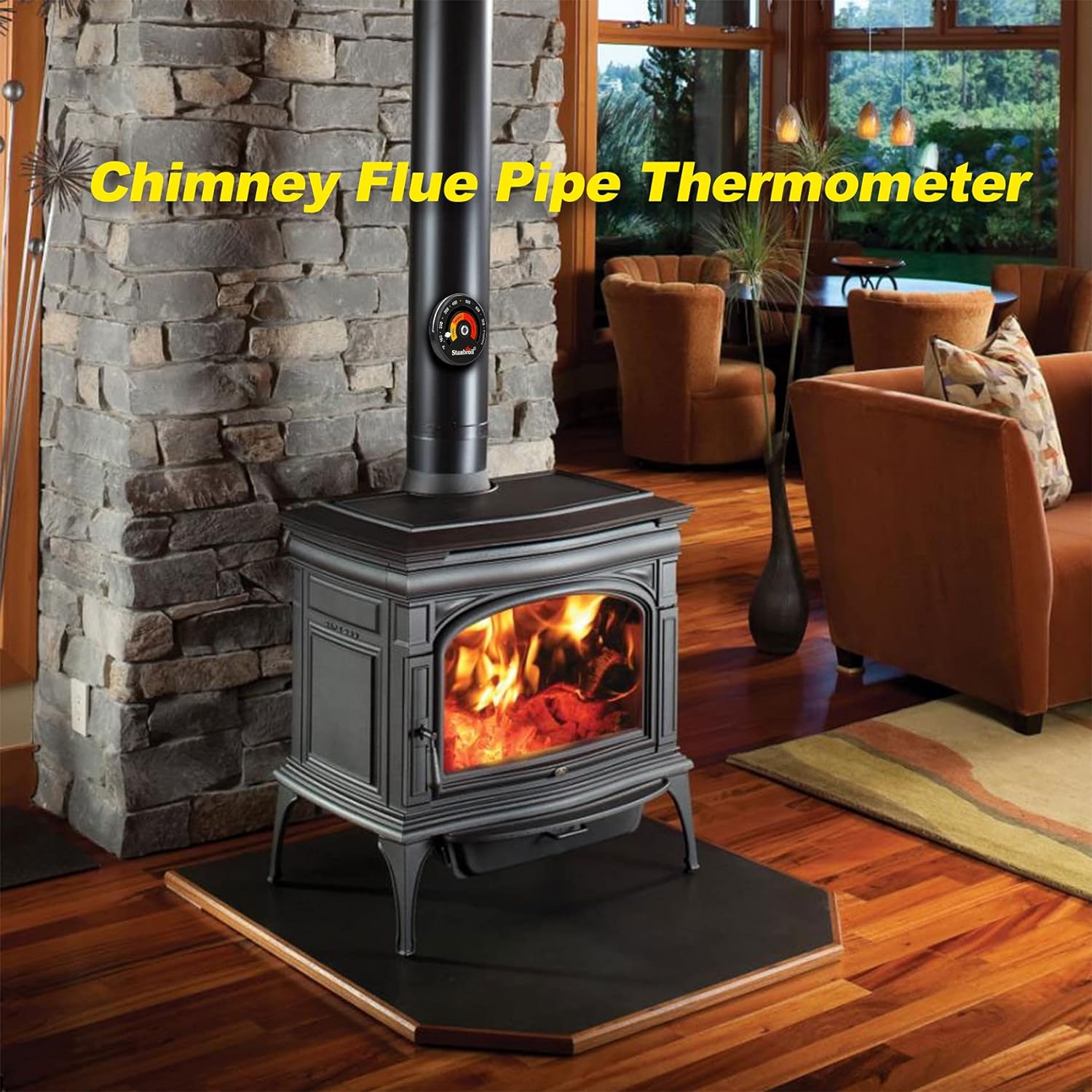 Magnetic Stove Log Burner Thermometer Fireplace Temperature Monitor Gauge  for Flue Pipe Wood Burner 