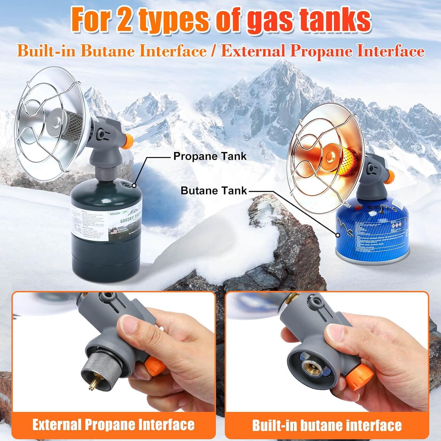 small heater for tent Portable Propane and Butane Heater for Camping, 4300 BTU 2 In 1 Tent H – GrillPartsReplacement