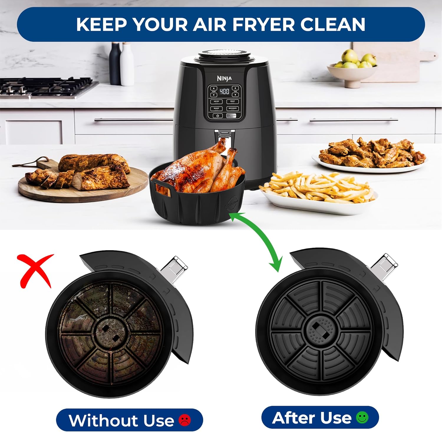 Ninja Air Fryer Silicone Liners - Durable & Non-Stick Ninja Air Fryer Silicone Liners - Durable & Non-Stick