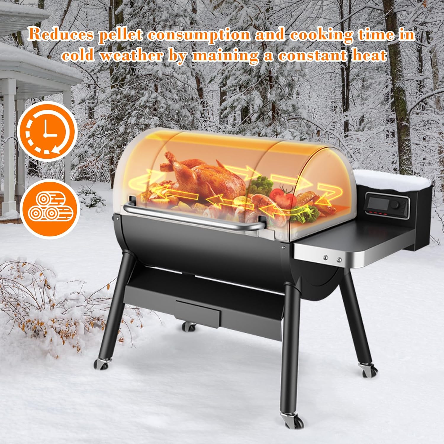 36 inch Grill Thermal Insulated Blanket for Weber SmokeFire EX6 Wood Fired Pellet Smoker Grill Blanket Accessories for Cold Winter Cooking