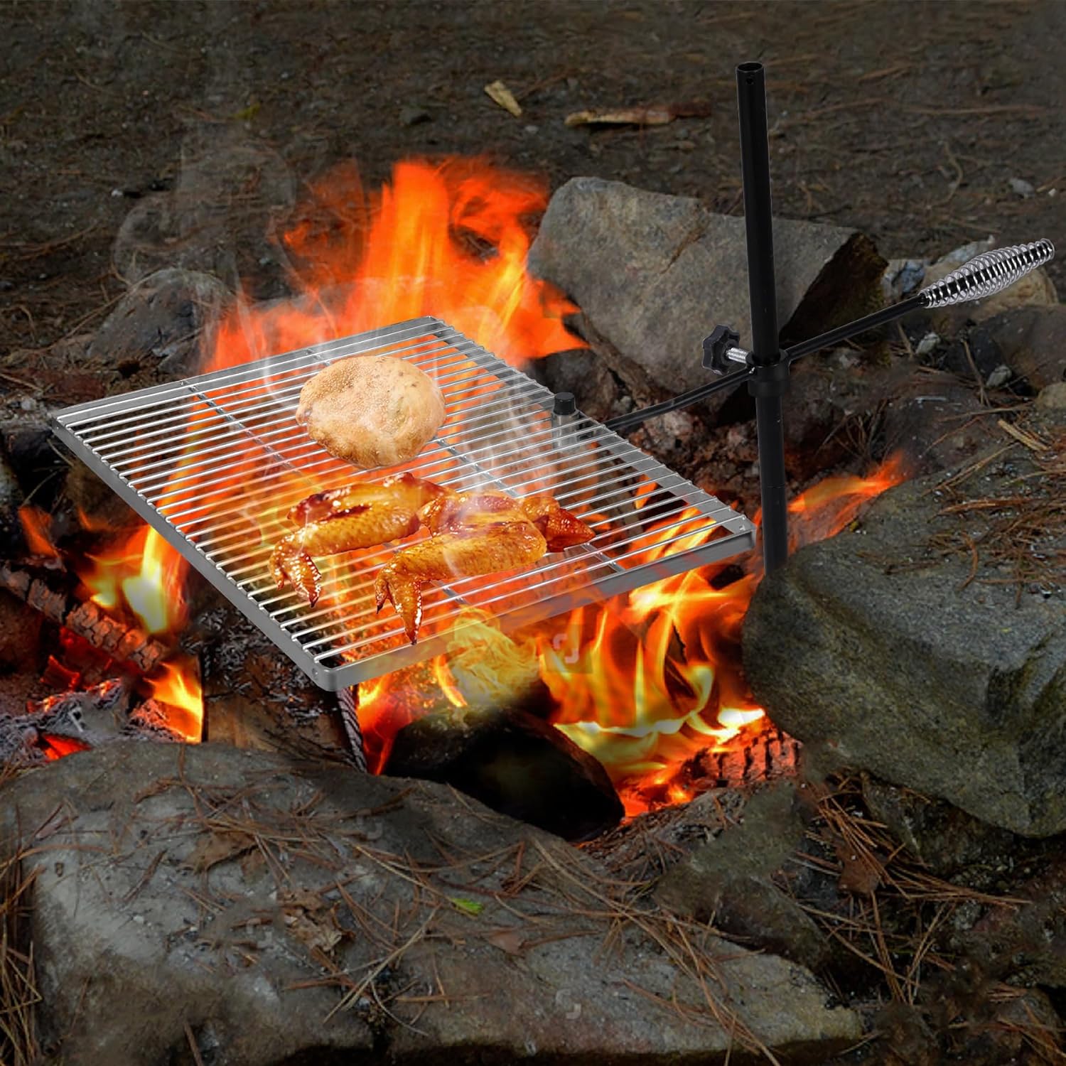 Camp Fire Grilling Grate Swivel Campfire Grill Heavy Duty Steel