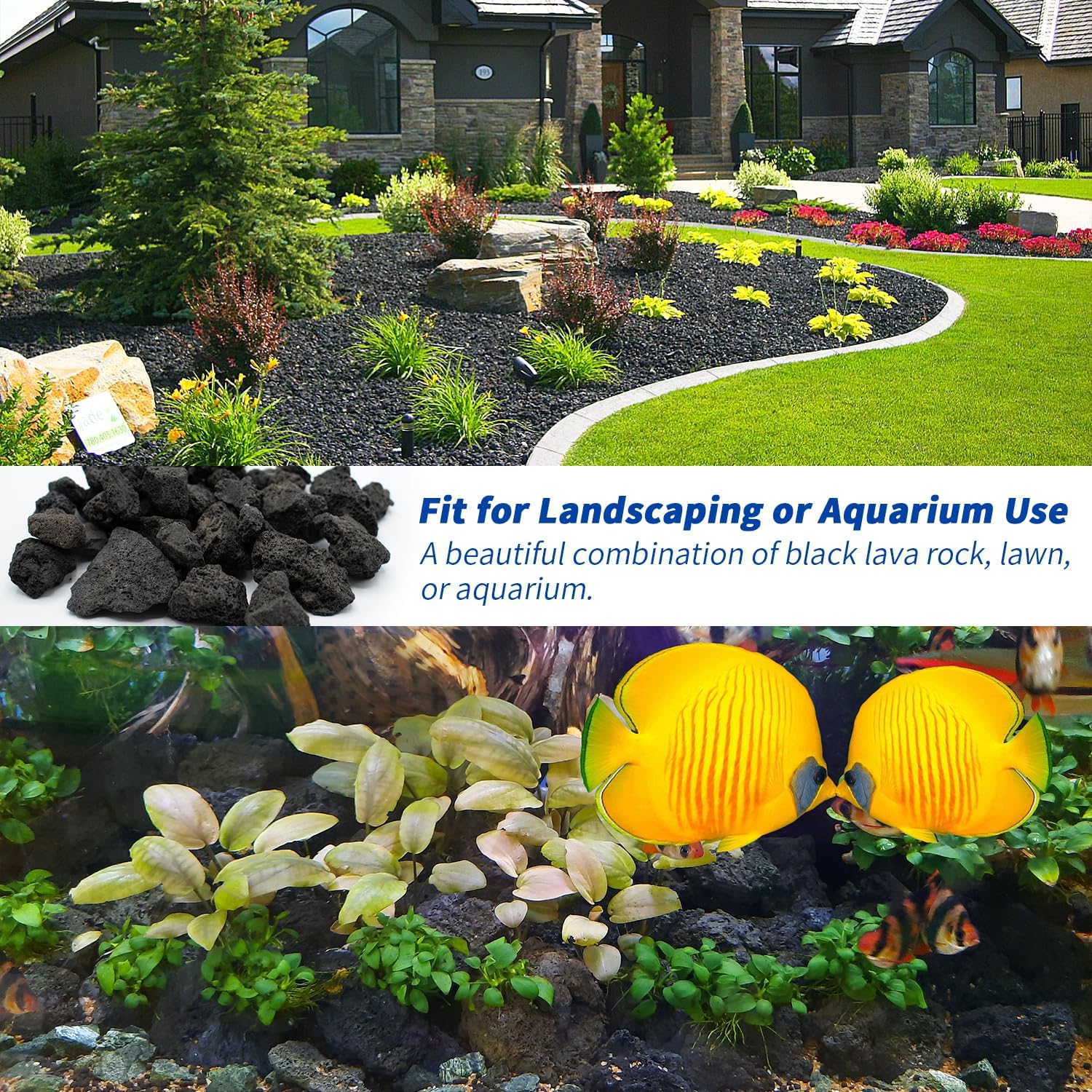 Black Premium Lava Rock 10 Pounds 4'' Lava Stones Granules for