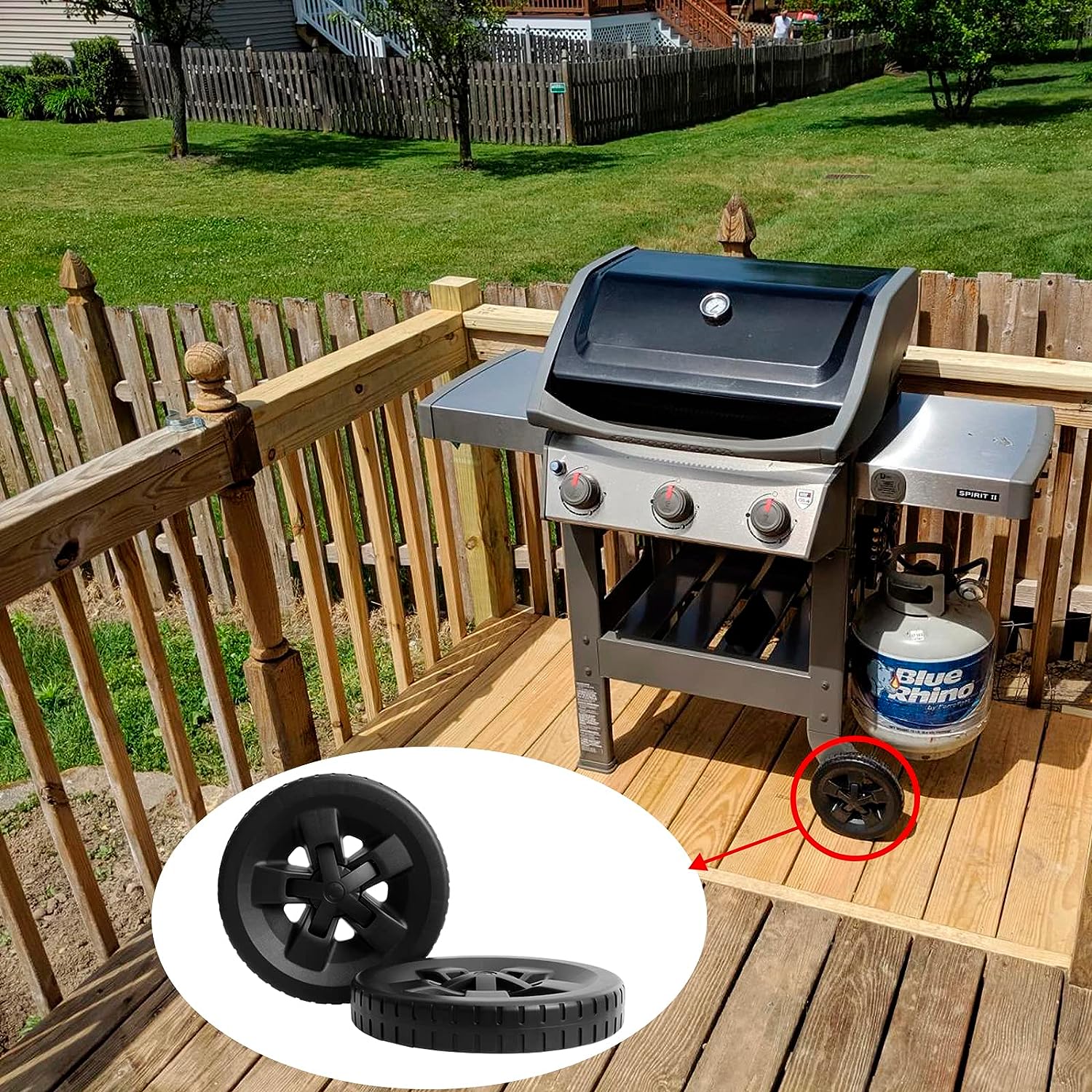 67058 2Pcs Wheels Kit for Weber Spirit II 200 and 300 Series, Spirit i ...