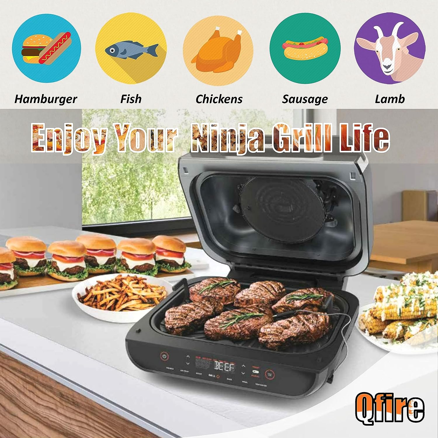 Ninja IG651 Foodi Smart XL Pro 7-in-1 Indoor with Grill/Griddle Air Fry  Combo