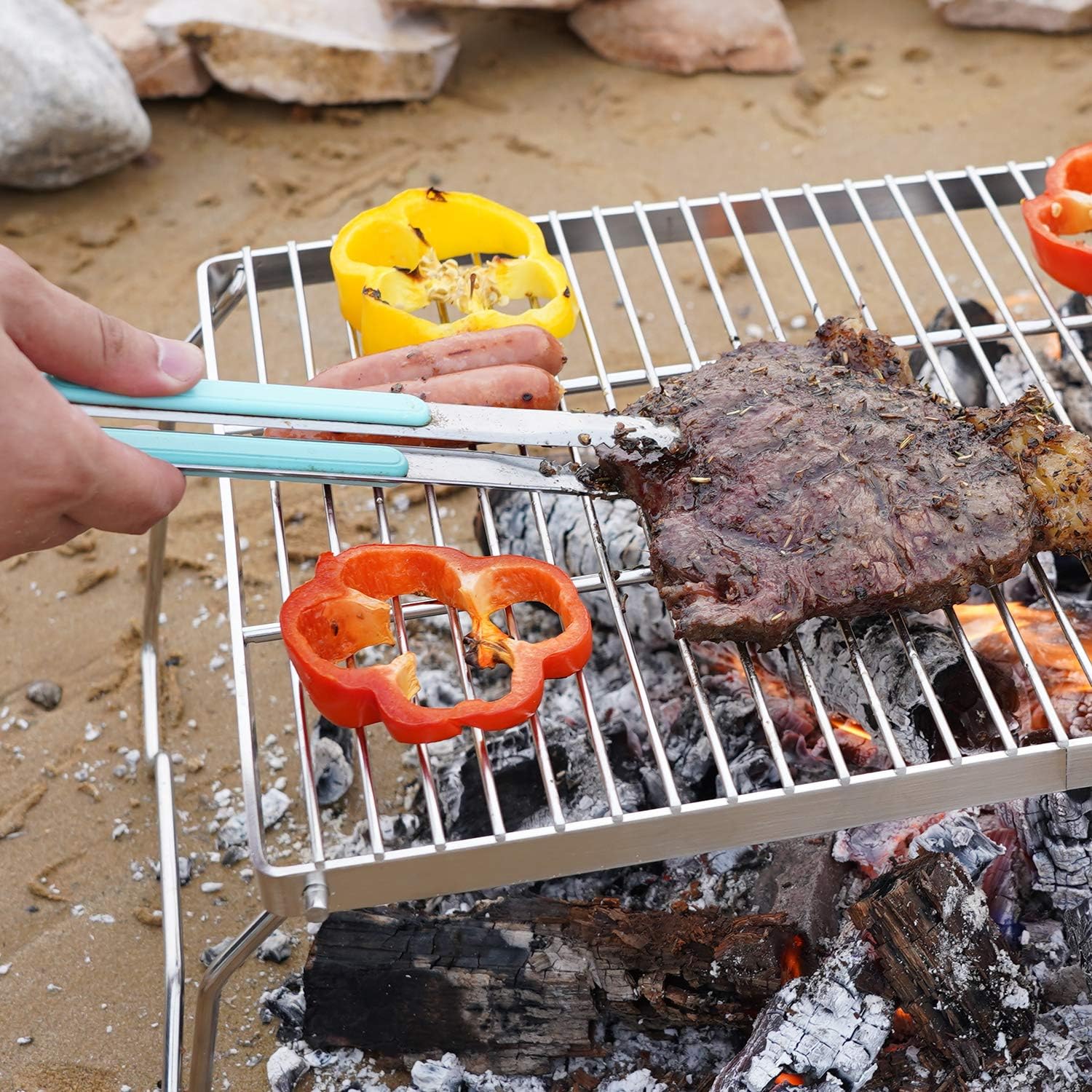 gas camping grill Folding Campfire Grill Grate Heavy Duty Portable Camping Grill with Le – GrillPartsReplacement