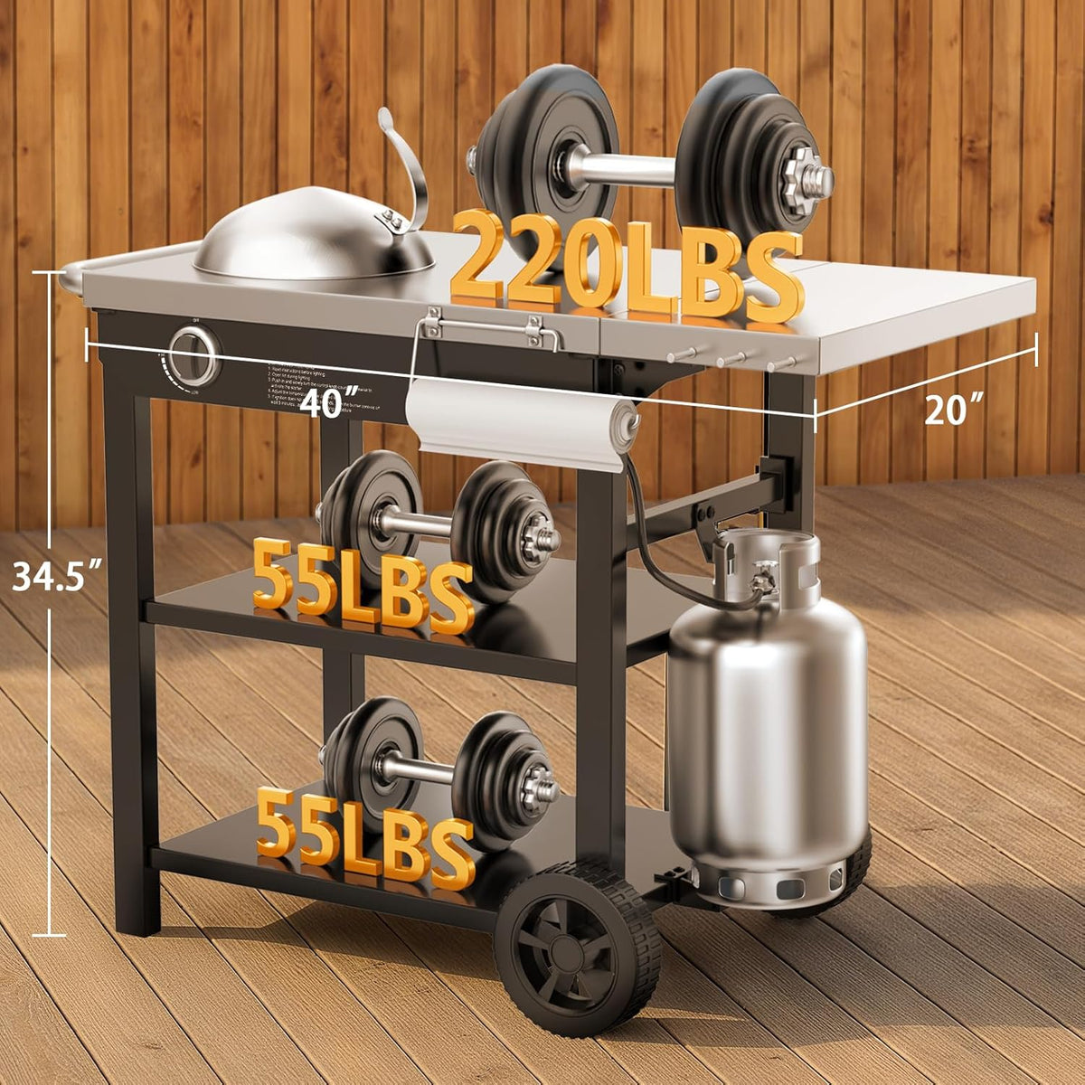 Wok Prep Outdoor Wok Station, Propane Wok Burner with Prep Table, Stainless Ste ...