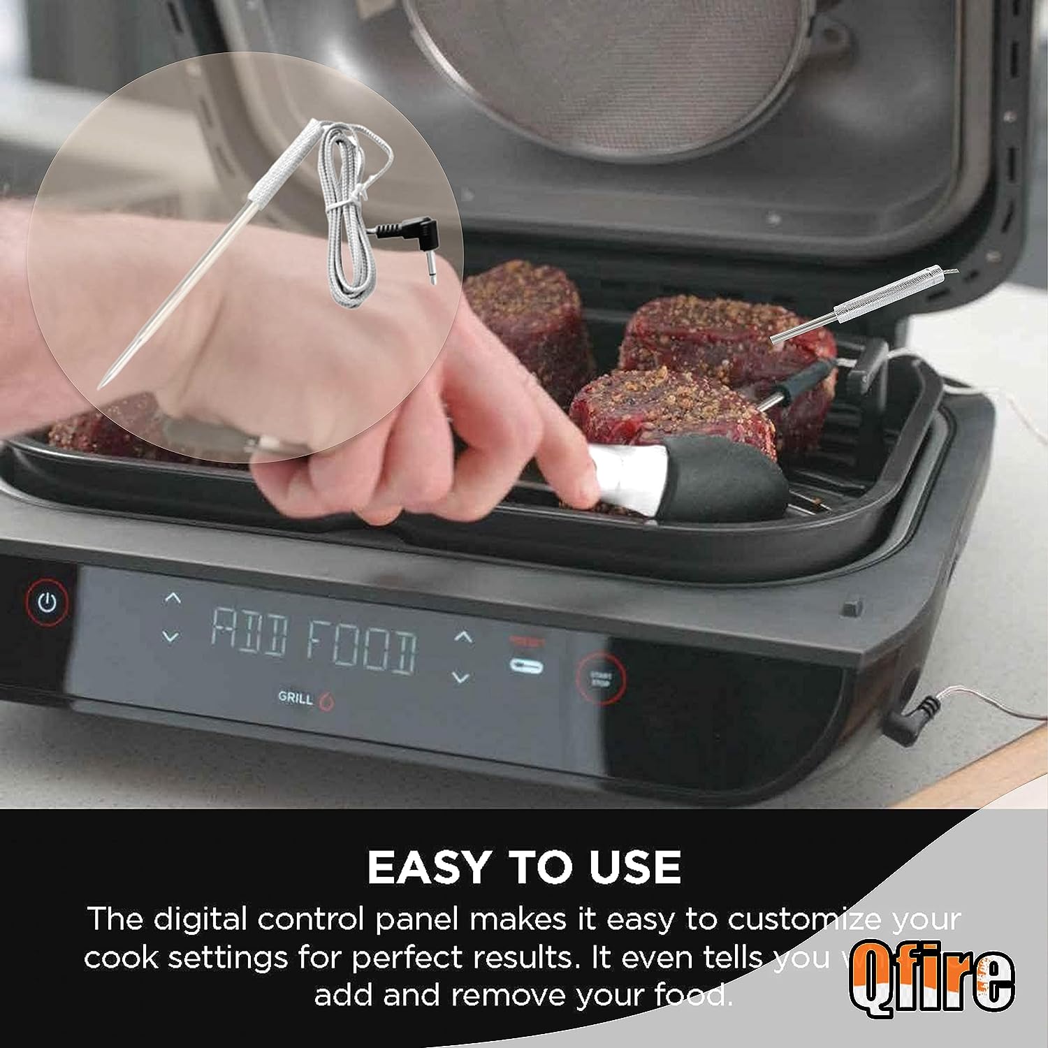 REFURBISHED BY Ninja Foodi BG550 6 in 1 Nonstick Smart XL Grill  WithThermometer