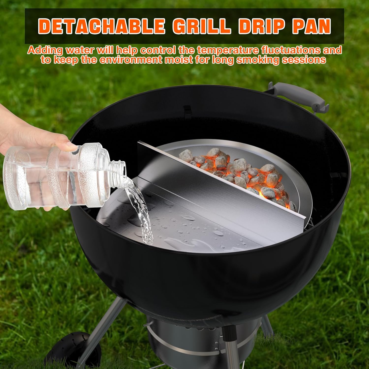 Stainless Steel Detachable Grill Drip Pan For Weber 22 Kettle Grills stainless-steel-detachable-grill-drip-pan-for-weber-22-kettle-grills