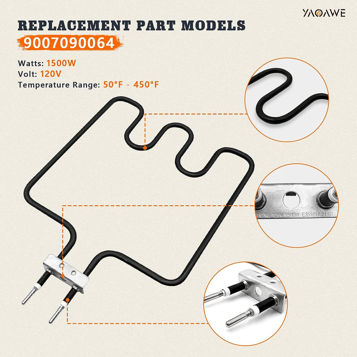 1500w Heating Element For Masterbuilt Electric Smoker Or Turkey