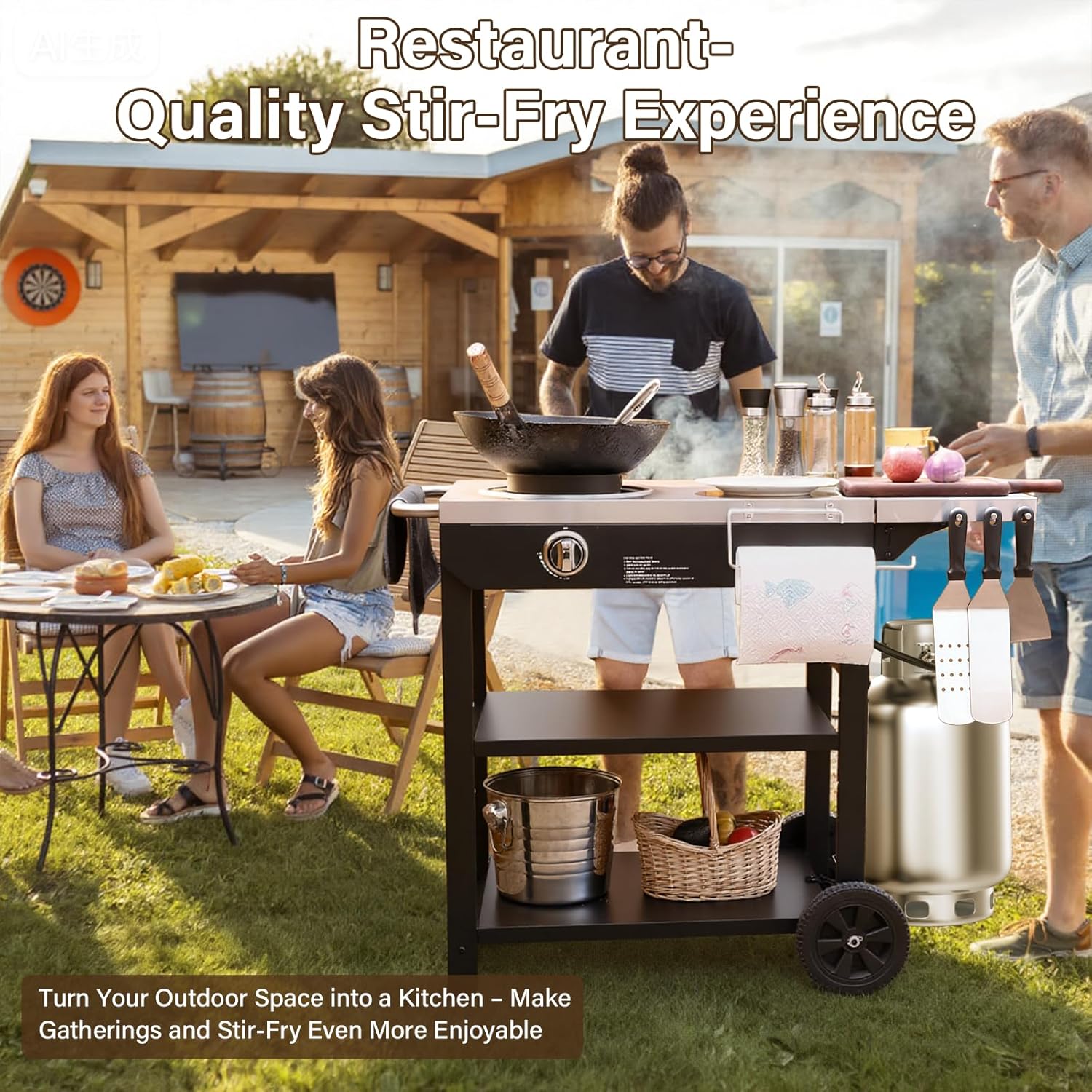 Wok Prep Outdoor Wok Station, Propane Wok Burner with Prep Table, Stainless Ste ...