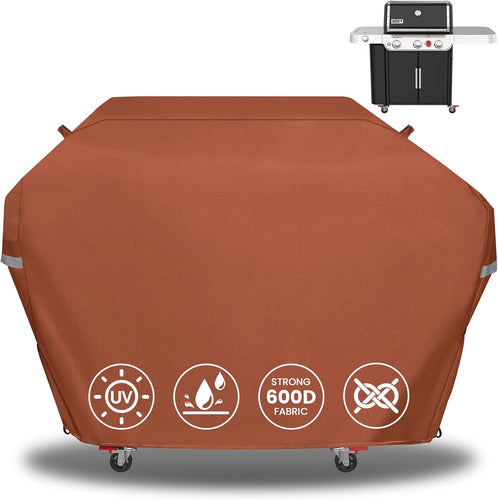 63" Grill Cover 7757 for Weber Genesis 300 Series E-325s, S-325s, EX-325s, E-335, SX-325s, S-335, EX-335, SX-335 3 Burner Grills 2022 & Newer, Brown