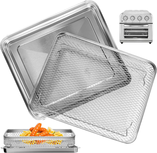 Air Fryer Tray for Cuisinart TOA-28 AFR-25 Toaster Air Fryer Convection Oven, 10.7x9.8" Non-stick Mesh Air Fryer Stainless Steel Basket Wire Rack